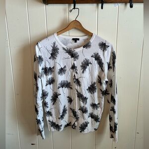 Talbots Charming Cardigan Chrysanthemum Blooms